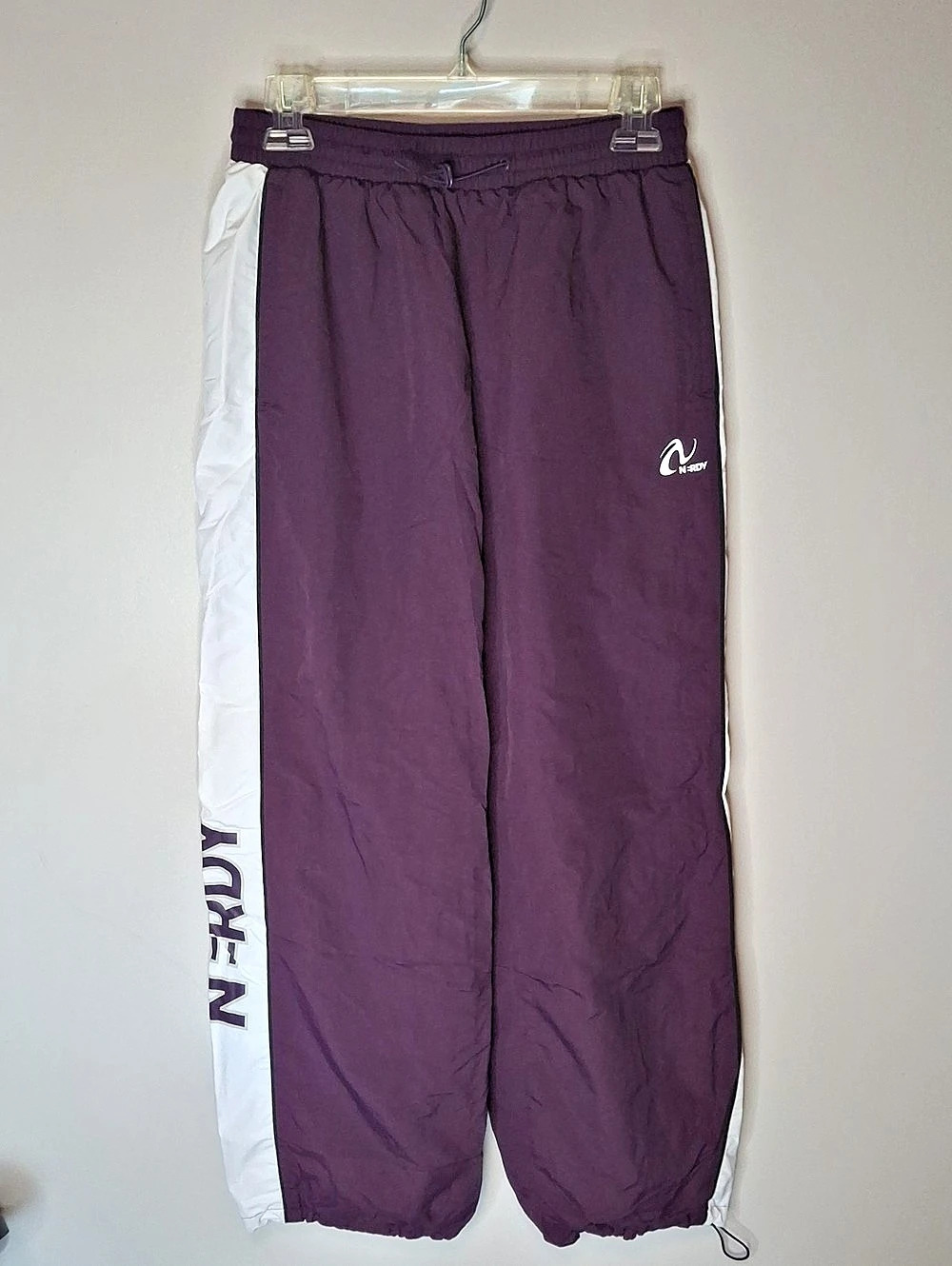 NERDY Logo Side Stripe Track Pants Purple & White Small